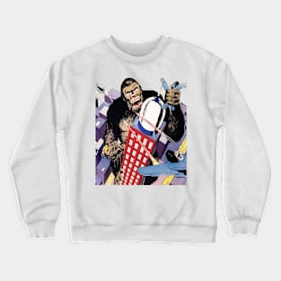 King Kong Gorilla Giant City Aircraft Retro Comic Vintage Cartoon Book Old Classic Crewneck Sweatshirt